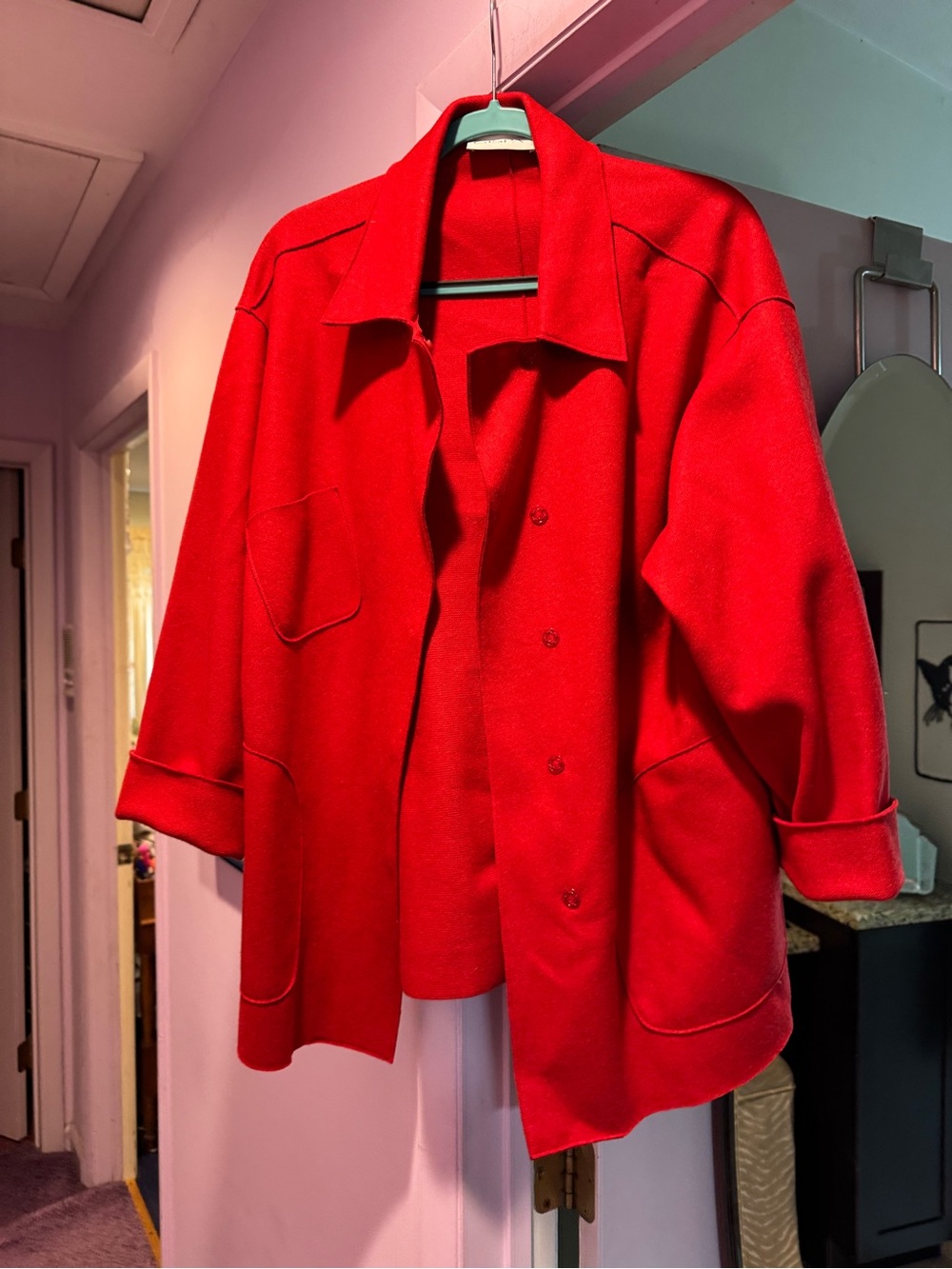 VTG! Gispa Size XL Bright Red Button-Front Wool Jacket